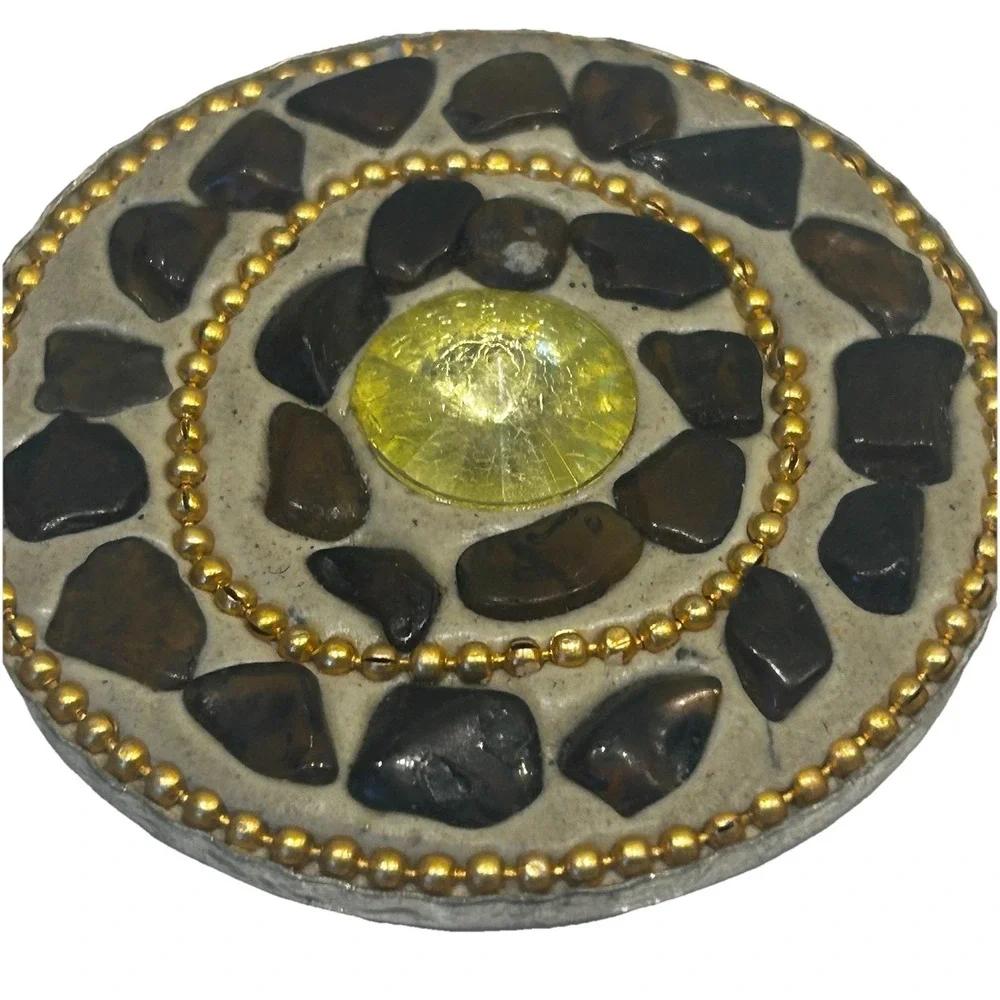 Vintage Polymer Clay & Glass Mosaic Disc Pendant